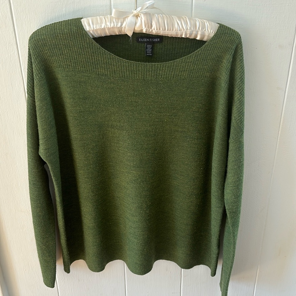 Eileen Fisher Green Crew Neck Sweater
